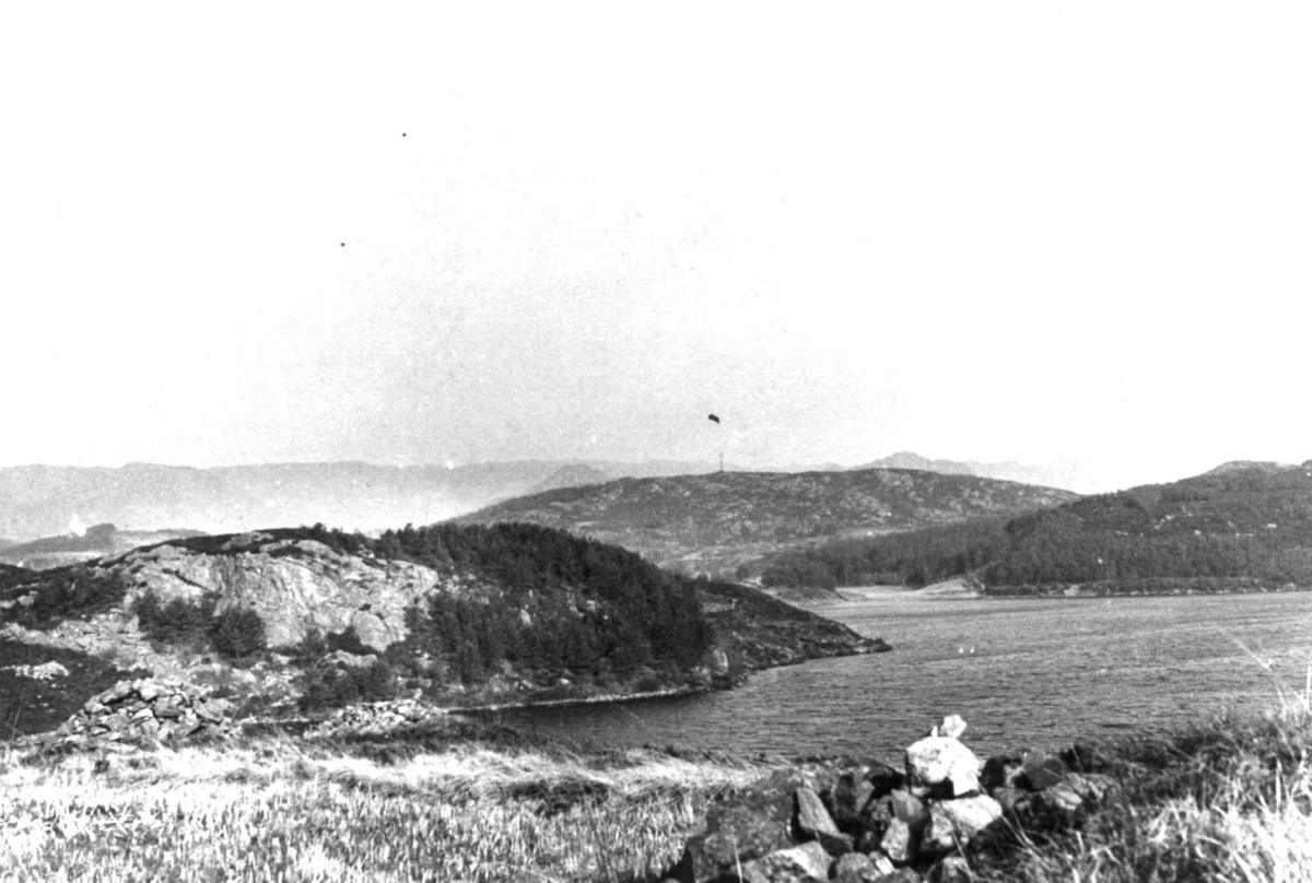 Anna Grostøl, Oversiktsbilde over Sundet i Stokke med svaner, 1938-39.