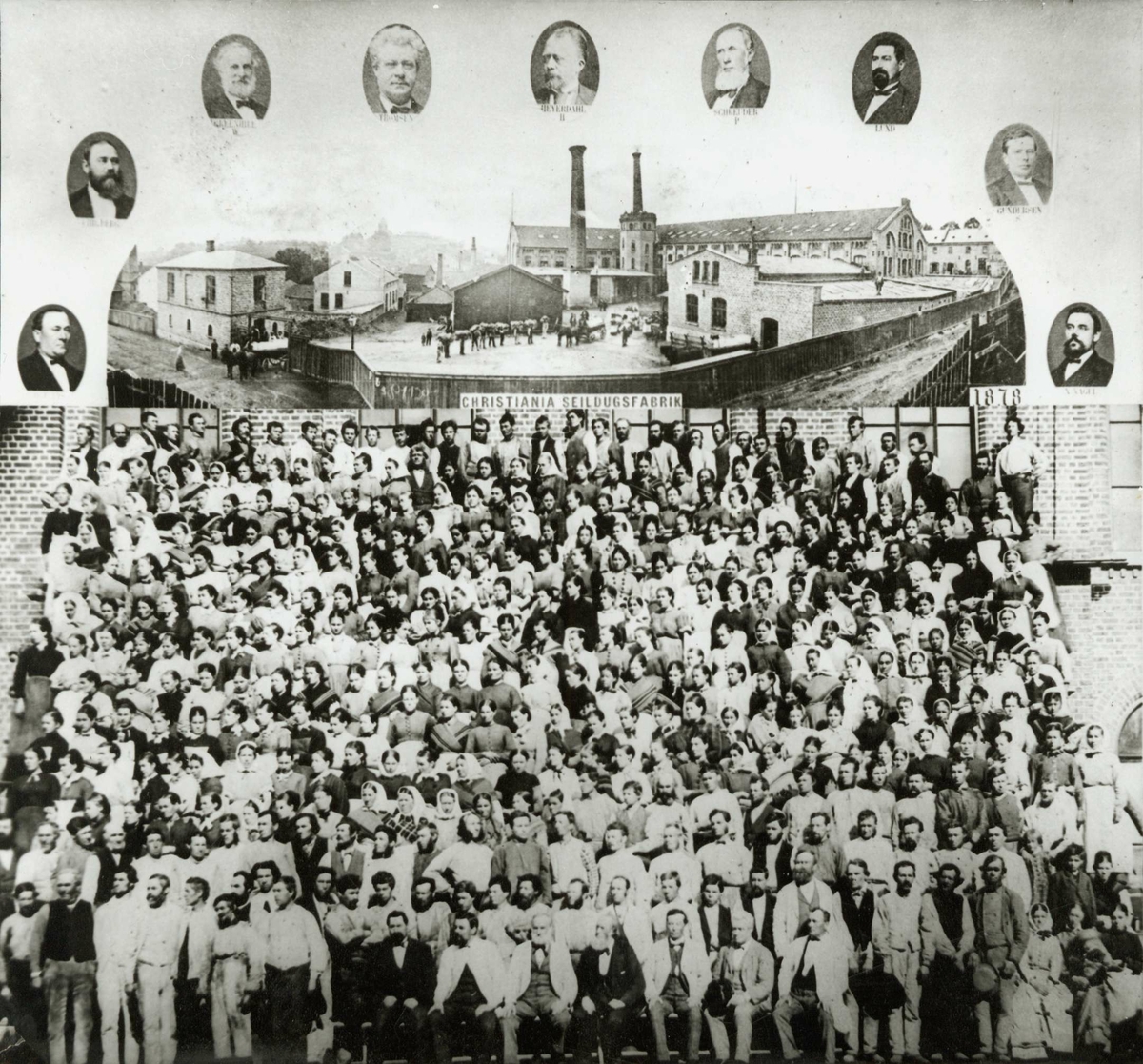 Anders Beer Wilse, Personalalbum fra Christiania Seildugsfabrik, påbegynt i 1956. Arbeidere og funksjonærer i 1878.