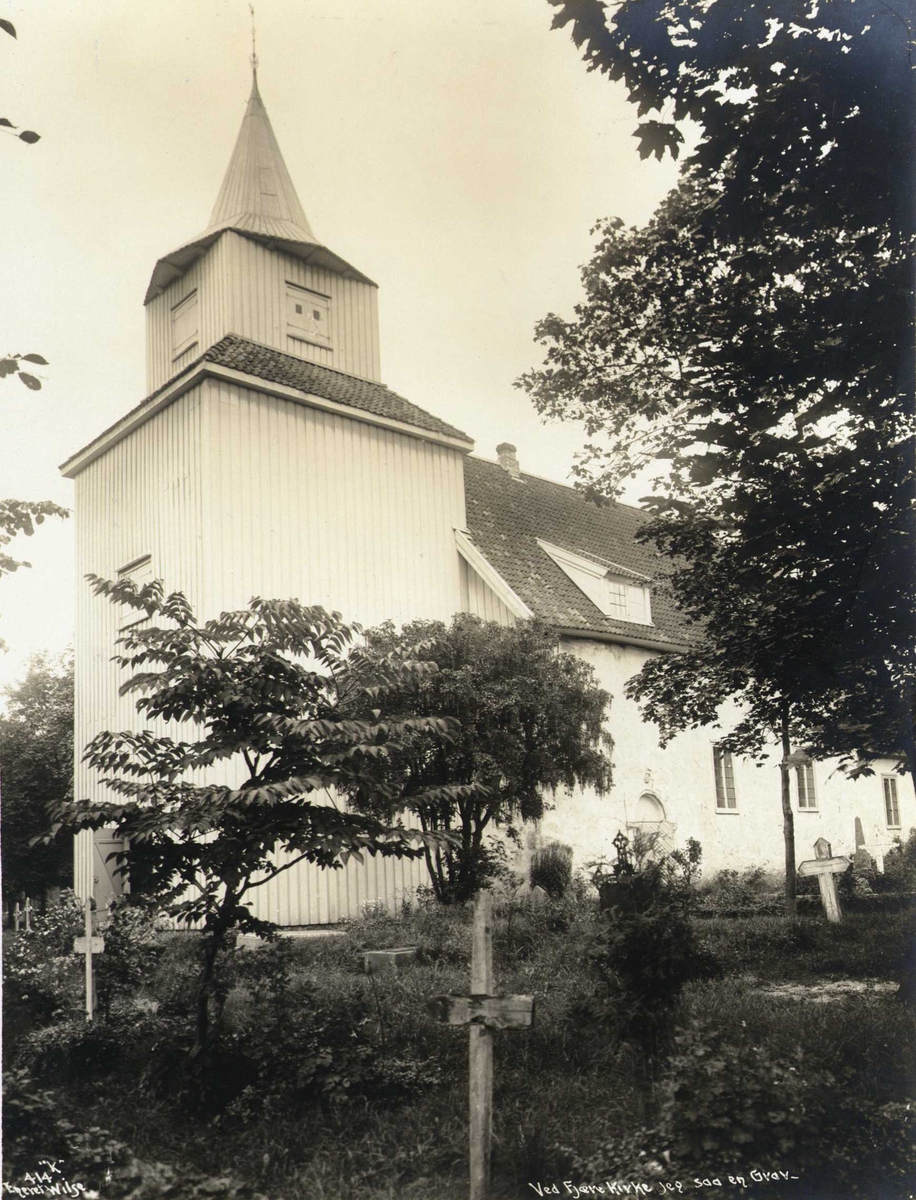 Anders Beer Wilse, Fjære kirke, Grimstad, Aust-Agder. Kirkegården i forgrunnen.