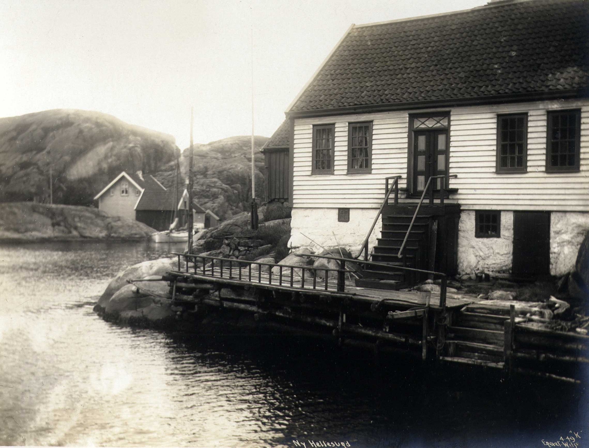 Anders Beer Wilse, Skjærgård med trehus, Ny Hellesund, Søgne, Vest-Agder. Fotografert 1912.