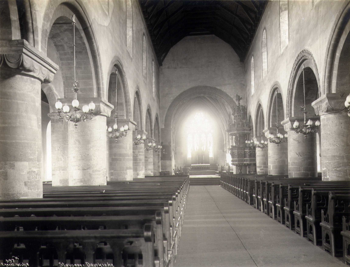 Anders Beer Wilse, Kirkeinteriør, Stavanger domkirke, Stavanger, Rogaland.