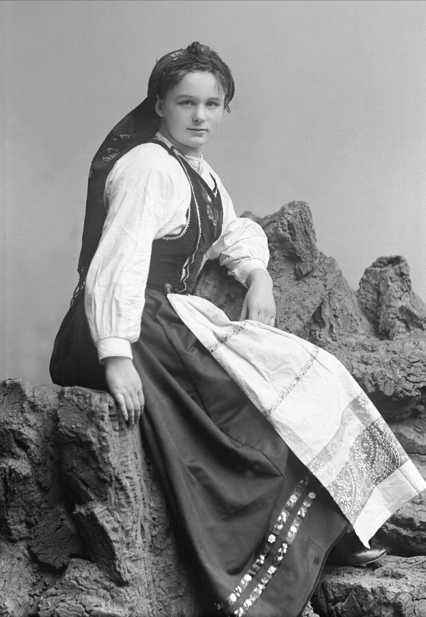 Gustav Borgen, Portrett, frøken Margrethe Dahl i bunad.