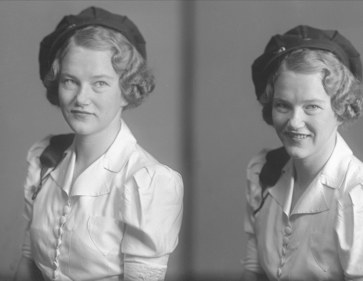 Gustav Borgen, Portrett, to eksponeringer, kvinne med studentlue. Margareth Gundersen.