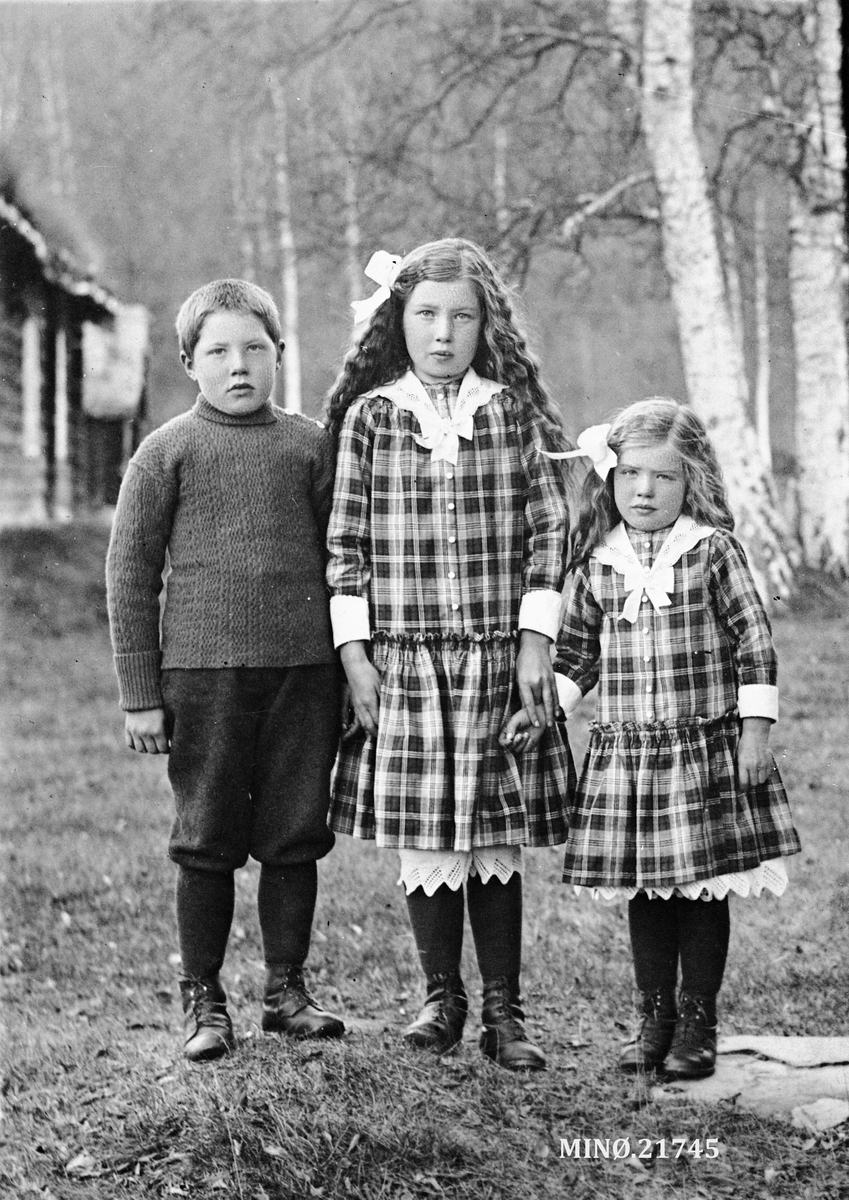 Ukjent, Søskenflokk på Strømsøyen Alvdal. Simen Olssen Strømsøyen, Asbjørg Olsdatter Strømsøyen (gift Knvie) og Sigrun Olsdatter Strømsøyen.