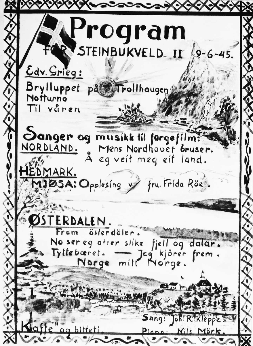 Rachel Haarseth, Program for Steinbukveld II 9/6-45.
