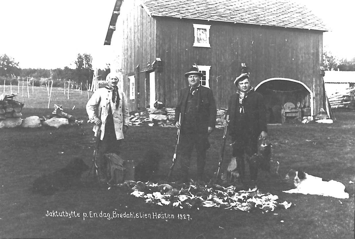 Peder J. Bredalslien, Jaktutbytte, Ryper, Jakthund, Personer, gevær, seterfjøs