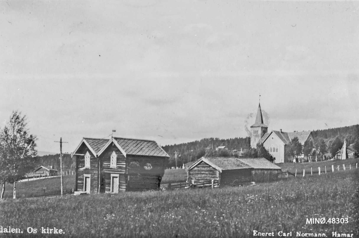 Carl Gustav Normann, Os kirke og stabburene fra Nysen.