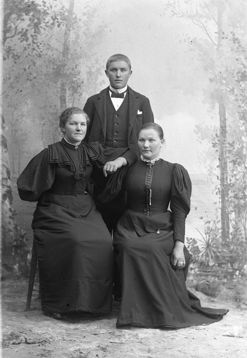 Jakob Jakobsen Engerdal, Portrett av to damer (sitter) og en mann (står bak).