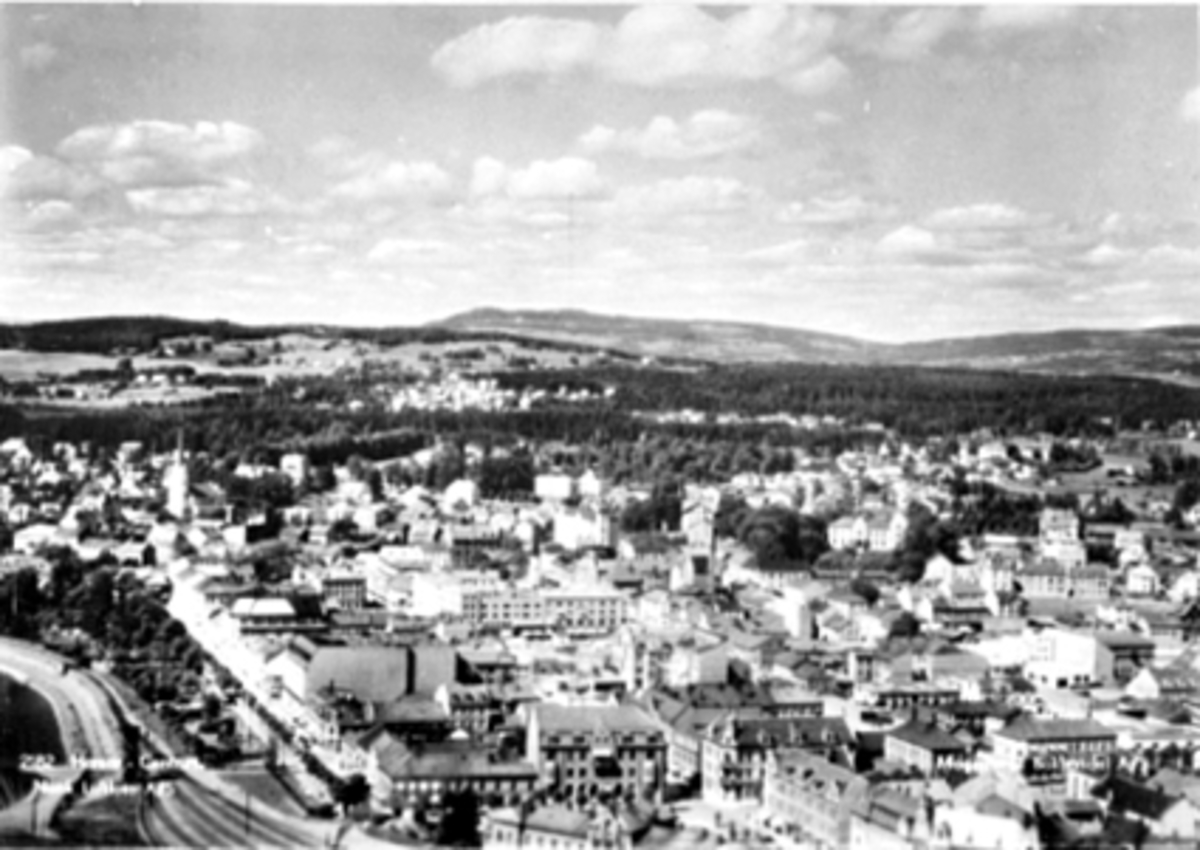 Anno Domkirkeodden, FLYFOTO, HAMAR SENTRUM, STRANDGATA, TORGGATA, GRØNNEGATE,
