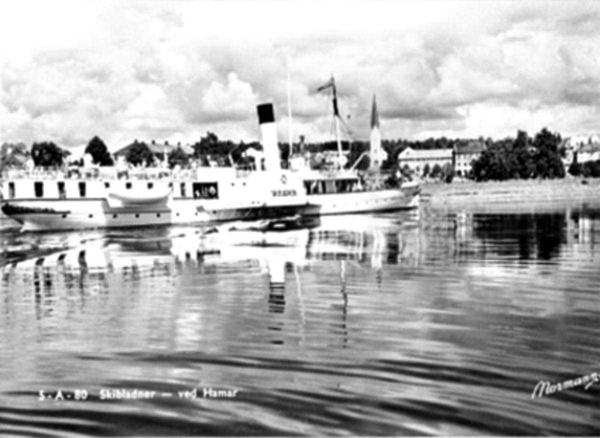 Anno Domkirkeodden, D. S. SKIBLADNER VED HAMAR BRYGGE, HAMARBUKTA SETT FRA MJØSA