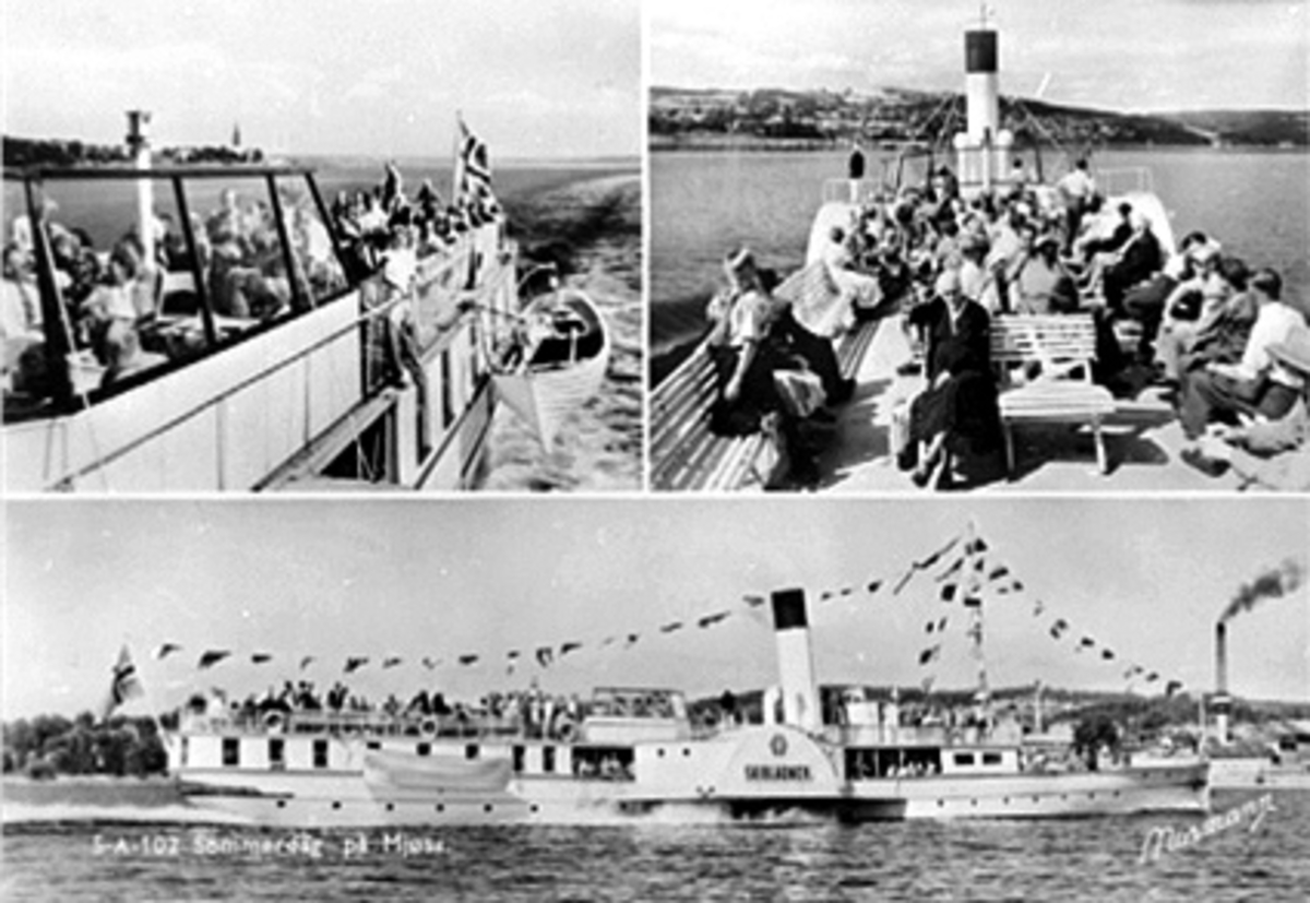 Anno Domkirkeodden, 3 DELT PROSPEKTKORT FRA D. S. SKIBLADNER PÅ MJØSA.