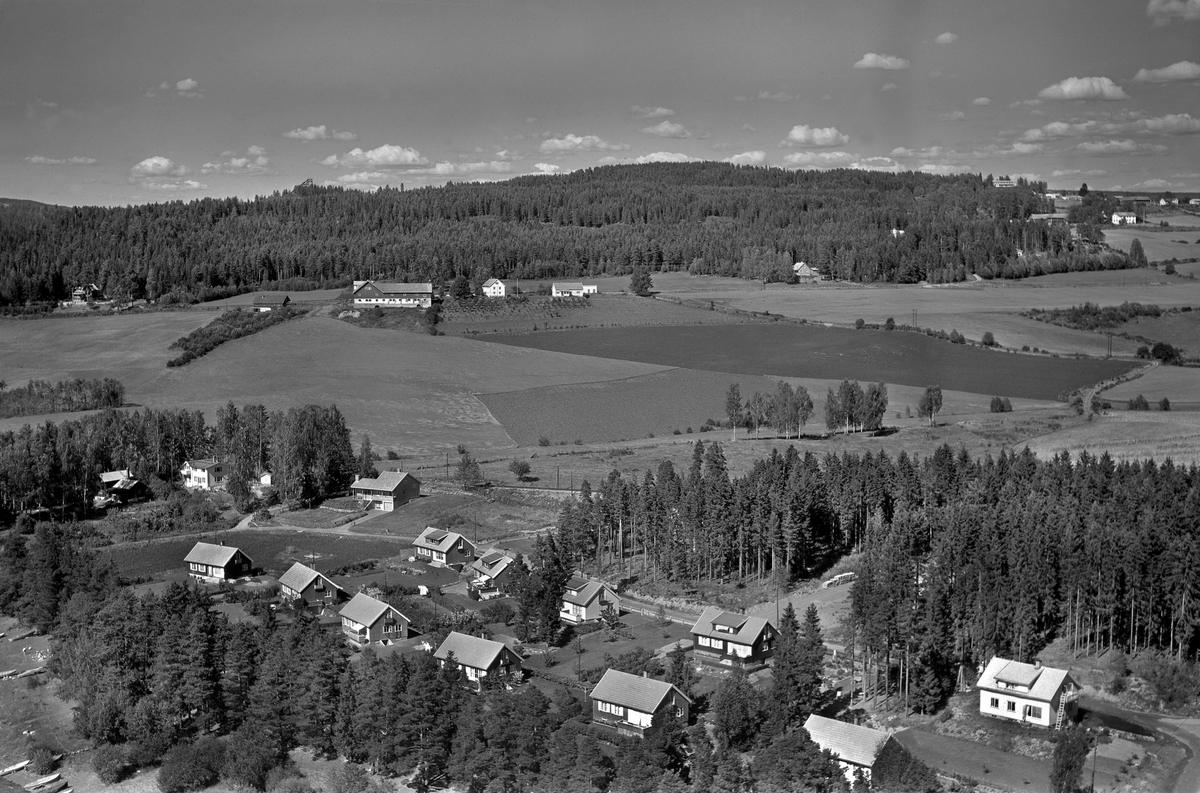 Widerøes Flyveselskap A/S, FLYFOTO STRANDVEGEN, HÅKON HÅKONSONSGATE, FURUBERGET GÅRD I BAKGRUNNEN FØR UTBYGGING