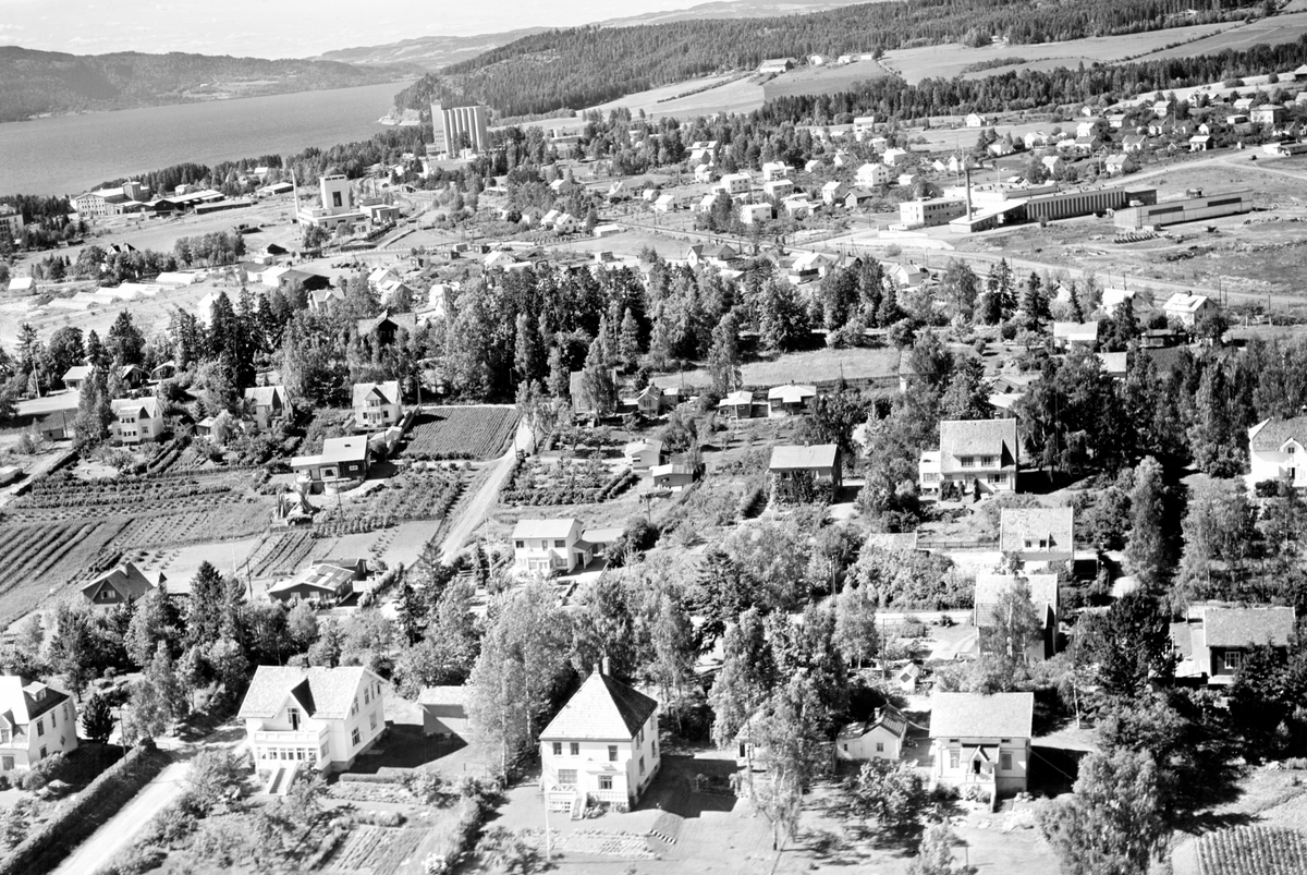 Widerøes Flyveselskap A/S, FLYFOTO OVERSIKT KORSGATA, BISPEGATA/HALLVARDSGATA. NORDVIKVEGEN