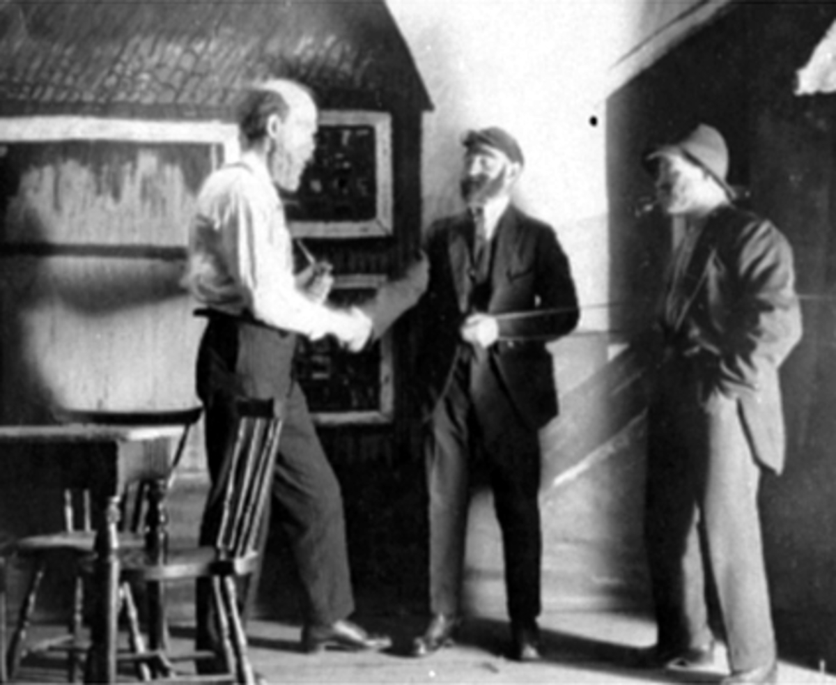 Anno Domkirkeodden, HØSTREVY I HAMAR PARK, SØLVBRYLLUPET I SØTEIGA, 4 SKUESPILLERE FRA VENSTRE: ADOLF ARNESEN, HARALD BAKKE, ASBJØRN NYBAKKEN