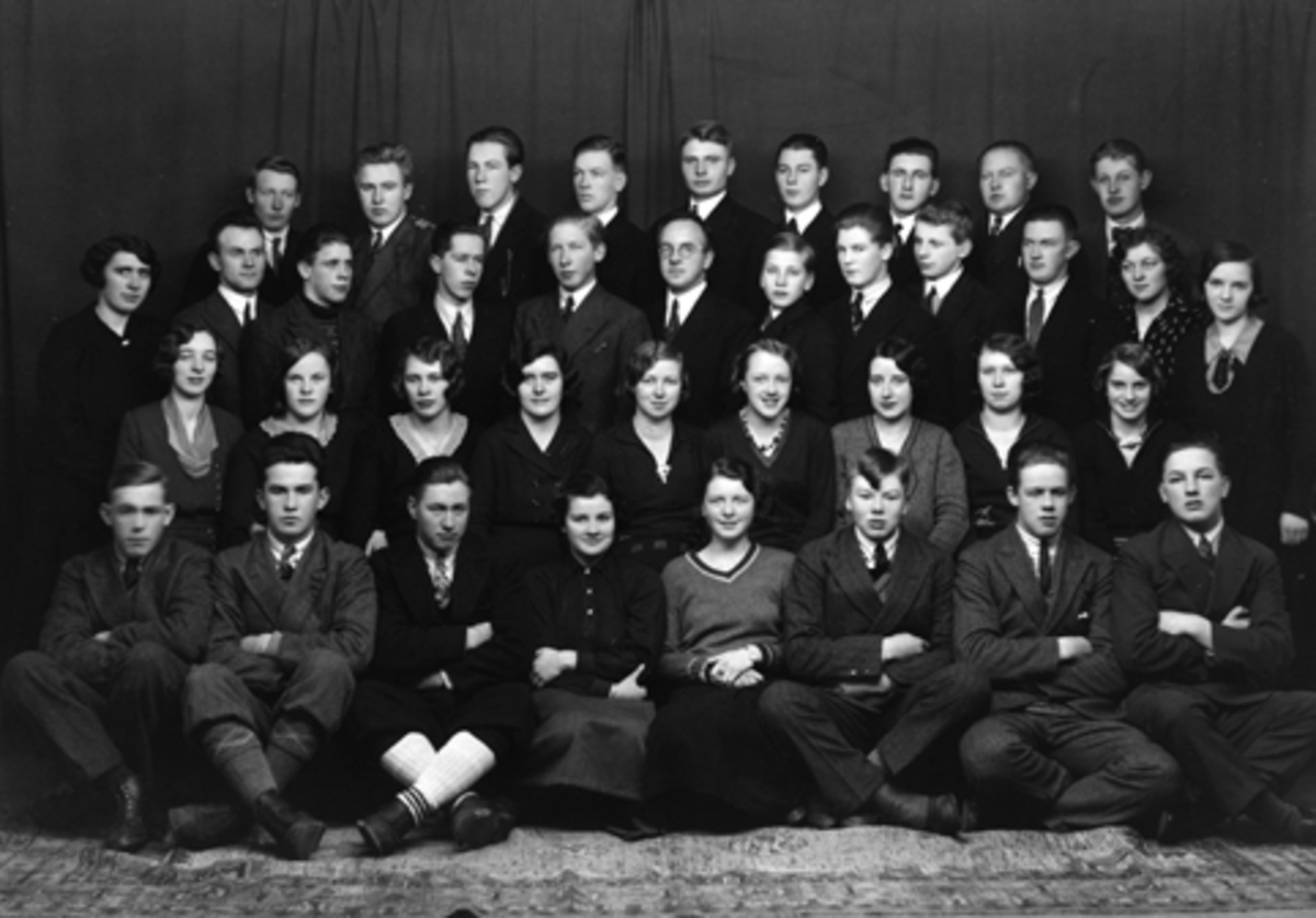 Anno Domkirkeodden, LINDERUDS HANDELSSKOLE 1935-36? GRUPPE ELEVER OG LÆRERE. NAVN UKJENTE.