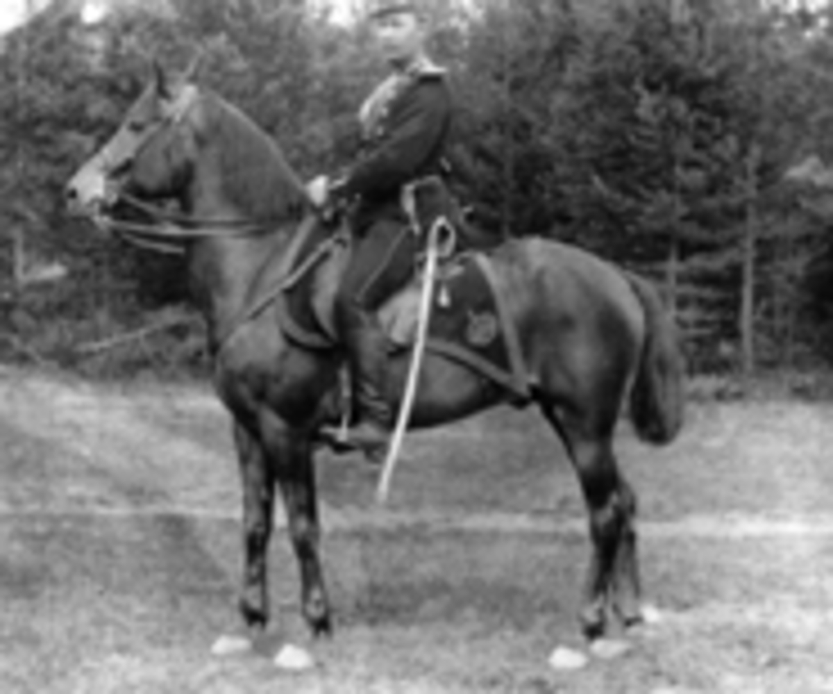 Anno Domkirkeodden, Soldat til hest, med uniform og sabel.