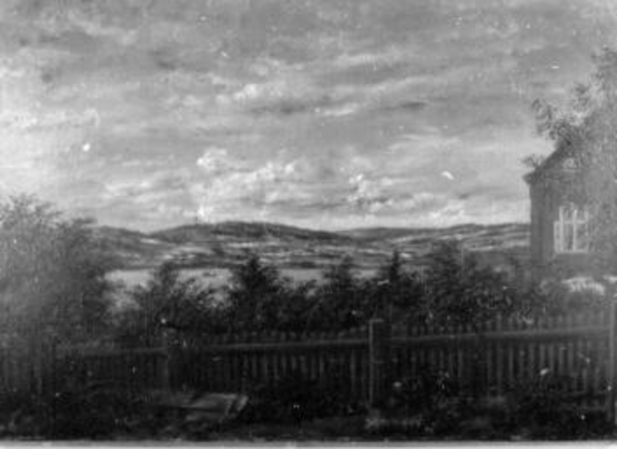 Anno Domkirkeodden, Utsikt mot Mjøsa fra Dusgård, Ring. Maleri av Mathias Stoltenberg.