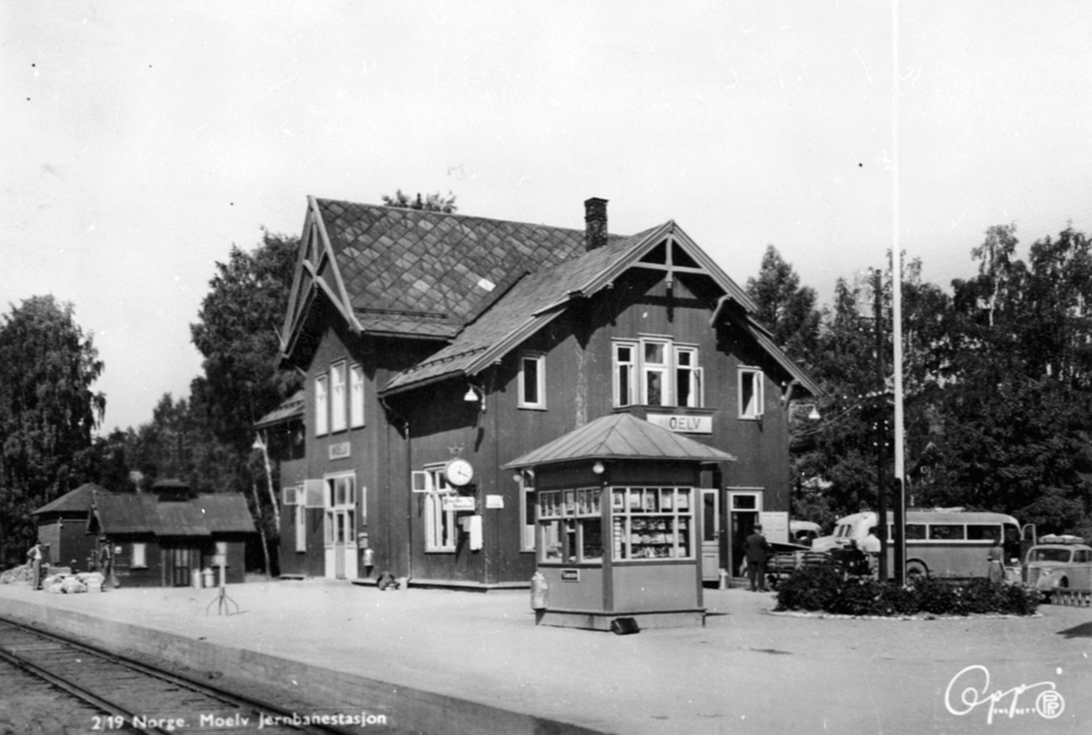 Anno Domkirkeodden, Eksteriør, Moelv jernbanestasjon, med kiosk.