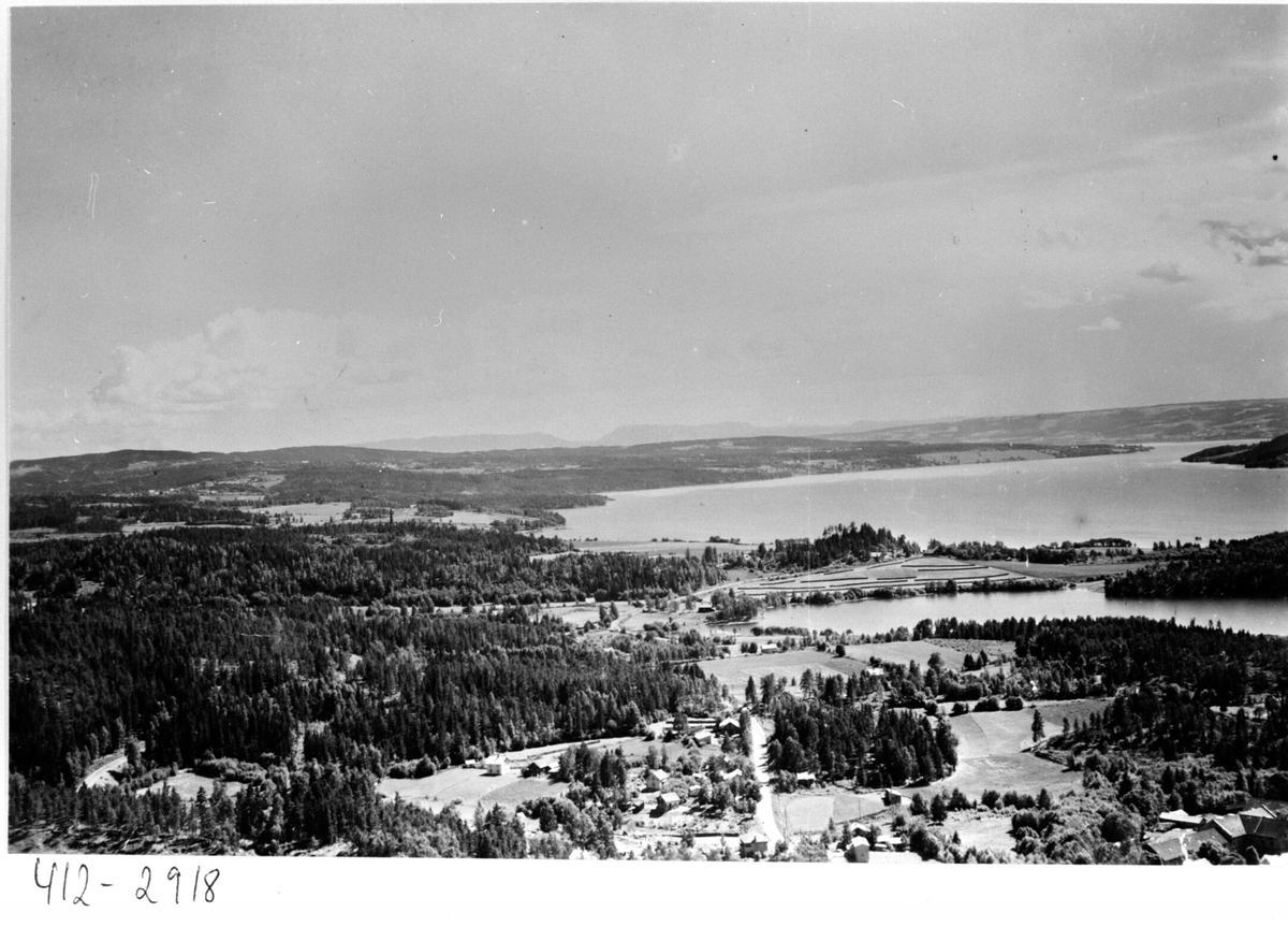 Anno Domkirkeodden, Flyfoto av Moelv, Korgerstuvika, Mjøsa.