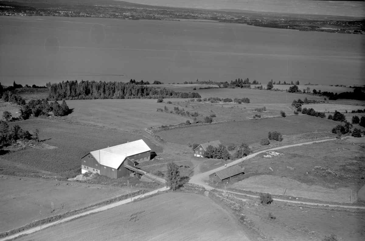 Anno Domkirkeodden, Flyfoto, gardsbruk, Avlangerud nedre, Helgøya.