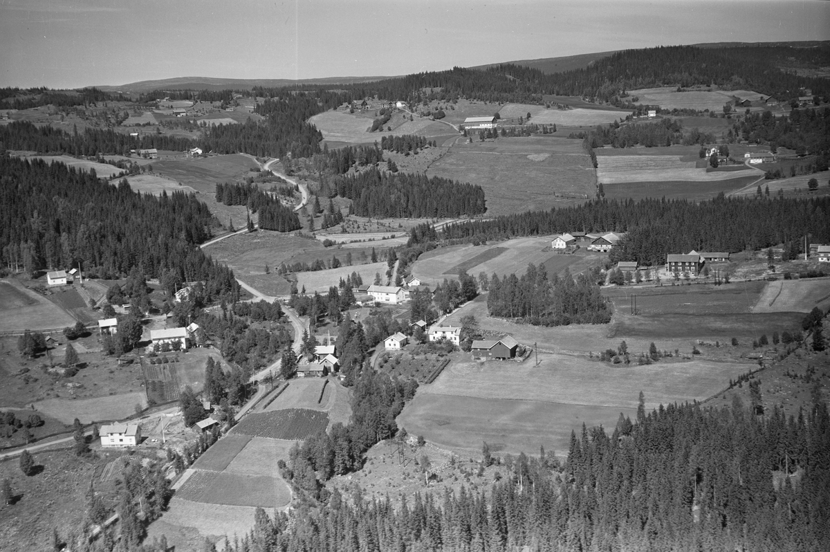 Anno Domkirkeodden, Flyfoto av Lismarka. Bebyggelse rundt Nygårdskrysset i Lismarka 1955.