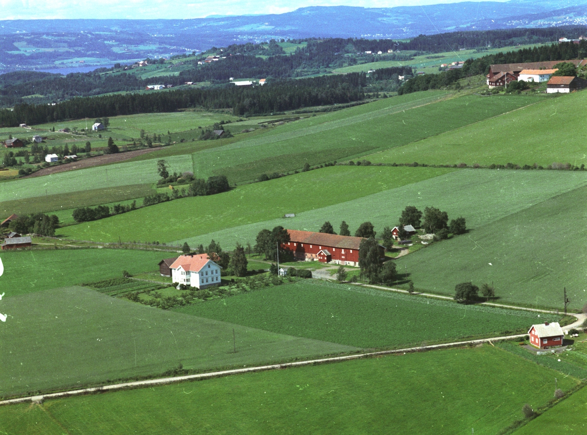 Widerøes Flyveselskap A/S, Flyfoto, gardsbruk, Ousdal nedre, Nes, Hedmark.