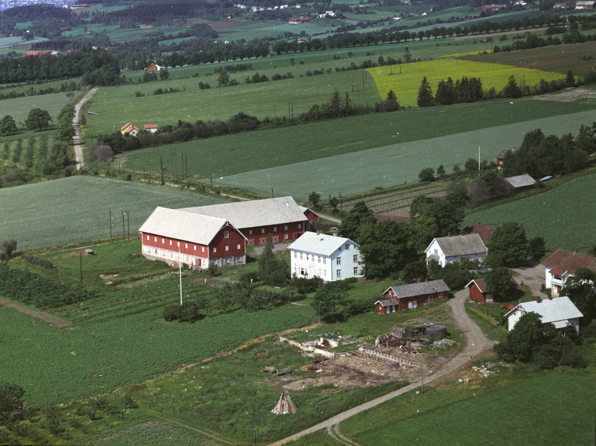 Widerøes Flyveselskap A/S, Flyfoto, gardsbruk, Mølstad vestre, Nes, Hedmark.
