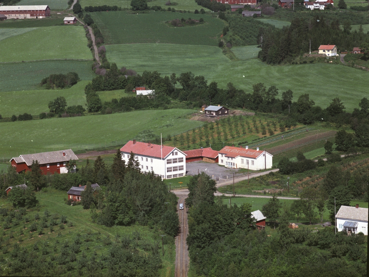 Widerøes Flyveselskap A/S, Flyfoto, Fredheim Framhaldskole, frukttrær, Nes, Hedmark..