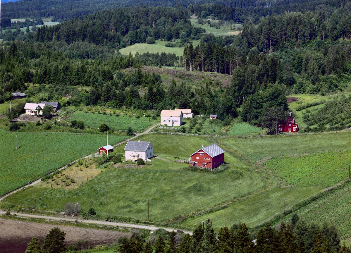 Widerøes Flyveselskap A/S, Flyfoto, småbruk, Lundsten, Nes, Hedmark.