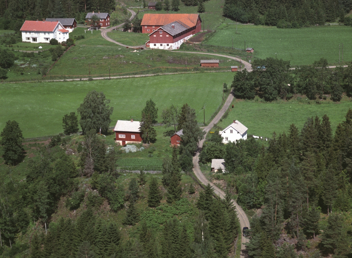Widerøes Flyveselskap A/S, Flyfoto, småbruk, gardsbruk, Bekkedal, Gjestvang, Nes, Hedmark.