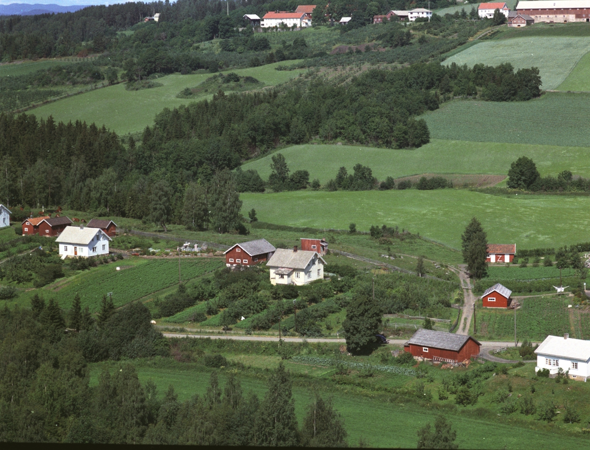 Widerøes Flyveselskap A/S, Flyfoto, boliger, Lindhøy, Fredheimgrenda, Nes, Hedmark.