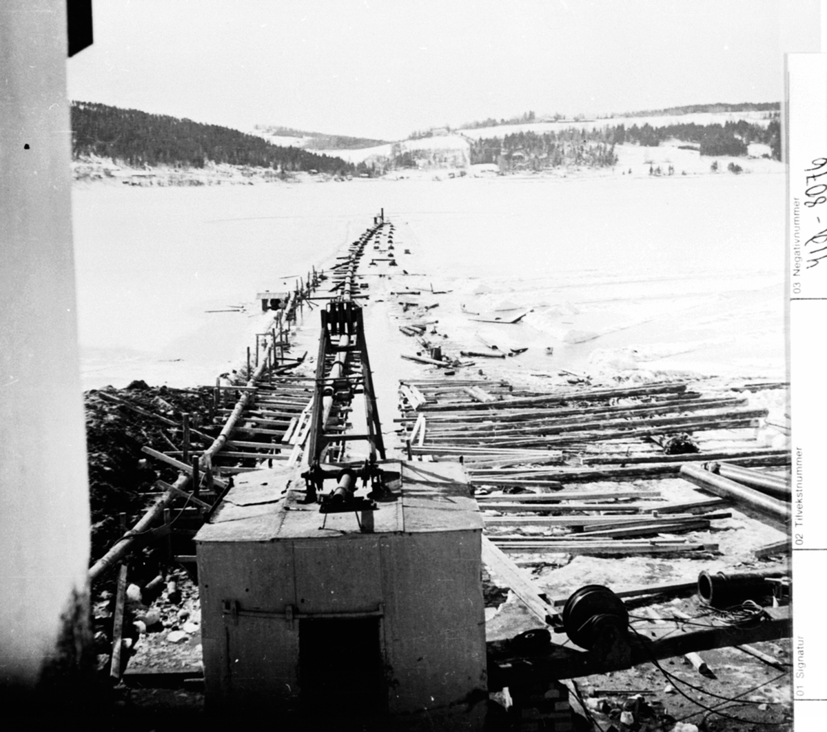 Anno Domkirkeodden, Vanninntaksledningen ved pumpestasjon, strandsaga, Berger Langmoen A/S, Brumunddal.