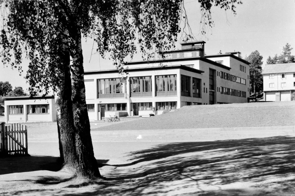 Anno Domkirkeodden, Eksteriør, herredshuset Ringsaker kommune, Moelv med posthus og bibliotek.