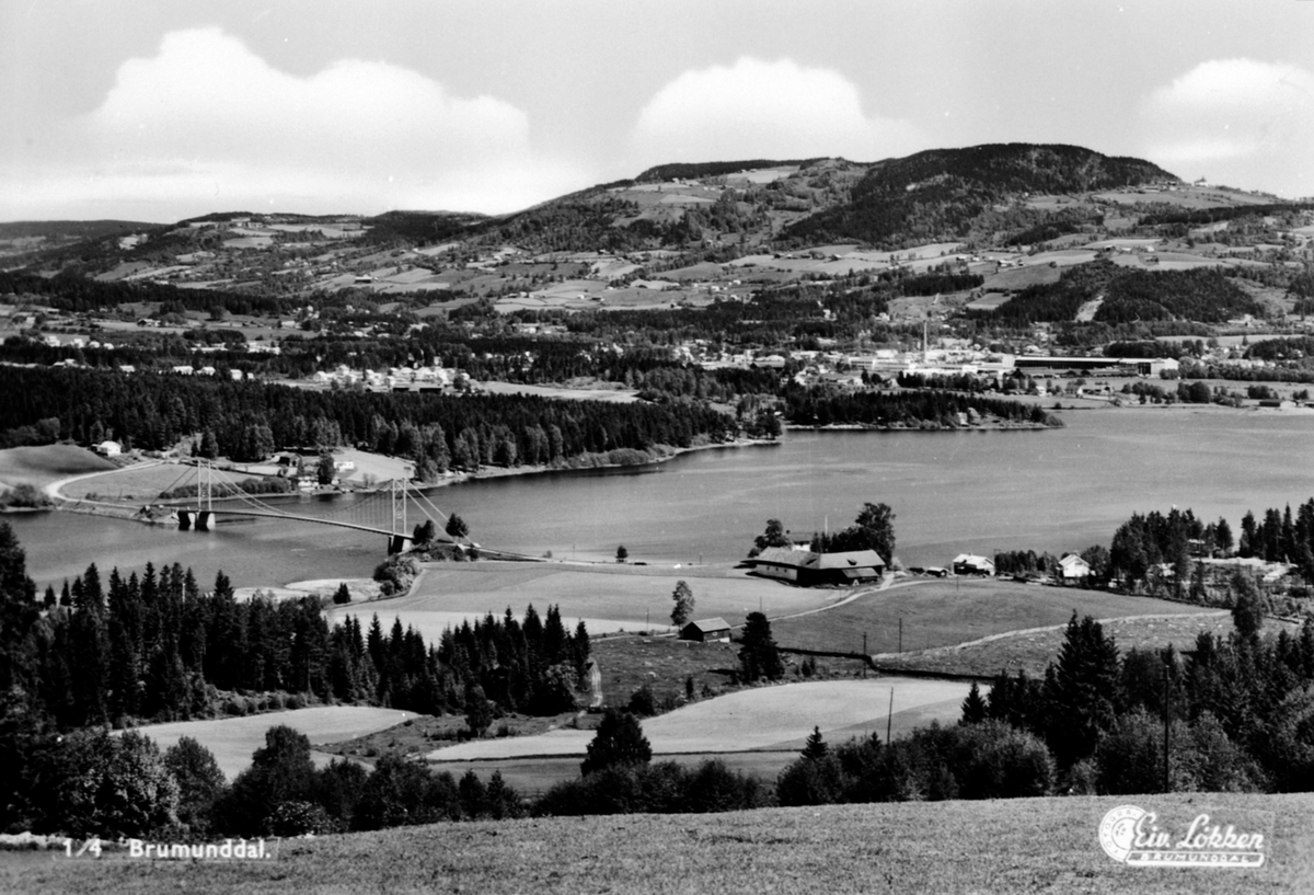 Anno Domkirkeodden, Utsikt mot Brumunddal fra Bureiservegen, Veldre, i forgrunn er Framnesbrua og Kvarbergvika.