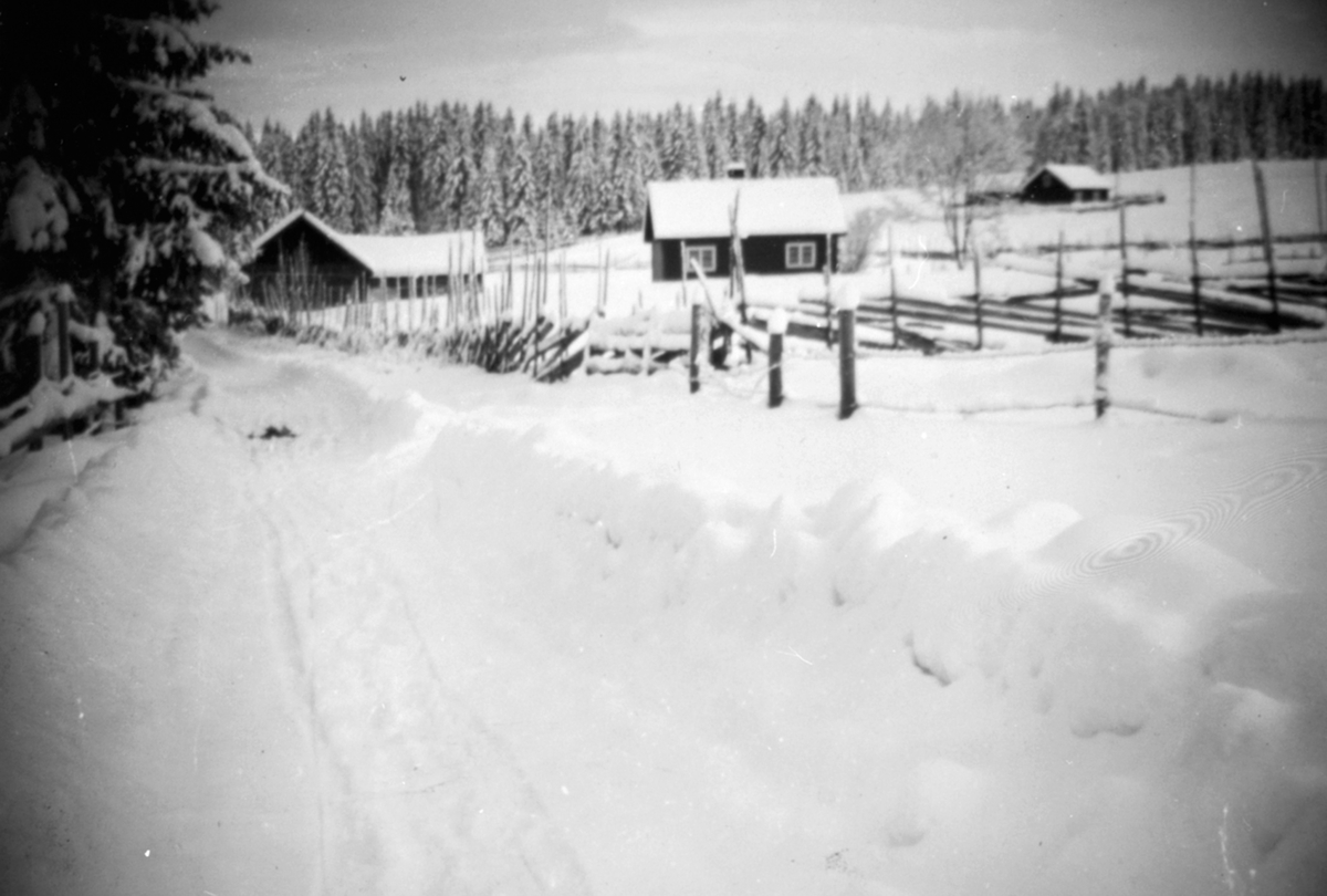 Anno Domkirkeodden, Husmannsplasser ved Præstvægen, Rudshøgda. Ulvstuggua ved Ulveplasse, bak til høyre er Ringen.