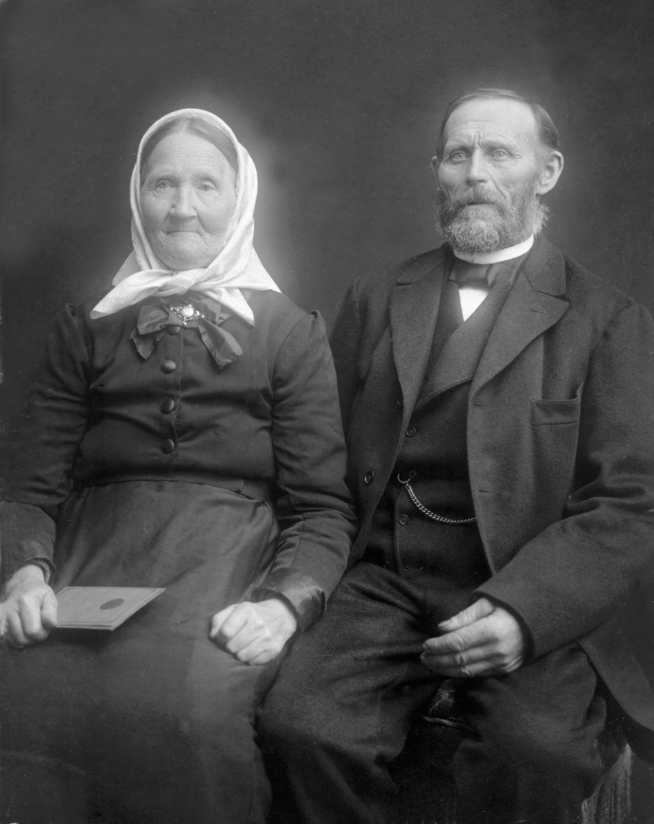 Anno Domkirkeodden, Portrett av ekteparet Nikoline Larsdatter f.1857 (Romedal) og Johan Børresen Fløttum f.1856, husmann i Fløttum under Mellom-Kise, Nes, Hedmark.