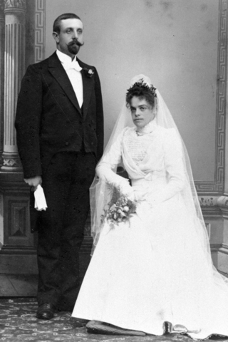 Anno Domkirkeodden, Brudefoto, Hans Skappel, Anna Skappel F.Dehli, Brøttum, Ringsaker.