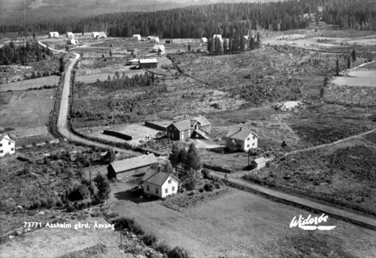 Widerøes Flyveselskap A/S, FLYFOTO ÅSHEIM GARD, ÅSVANG, POSTKORTNEGATIV