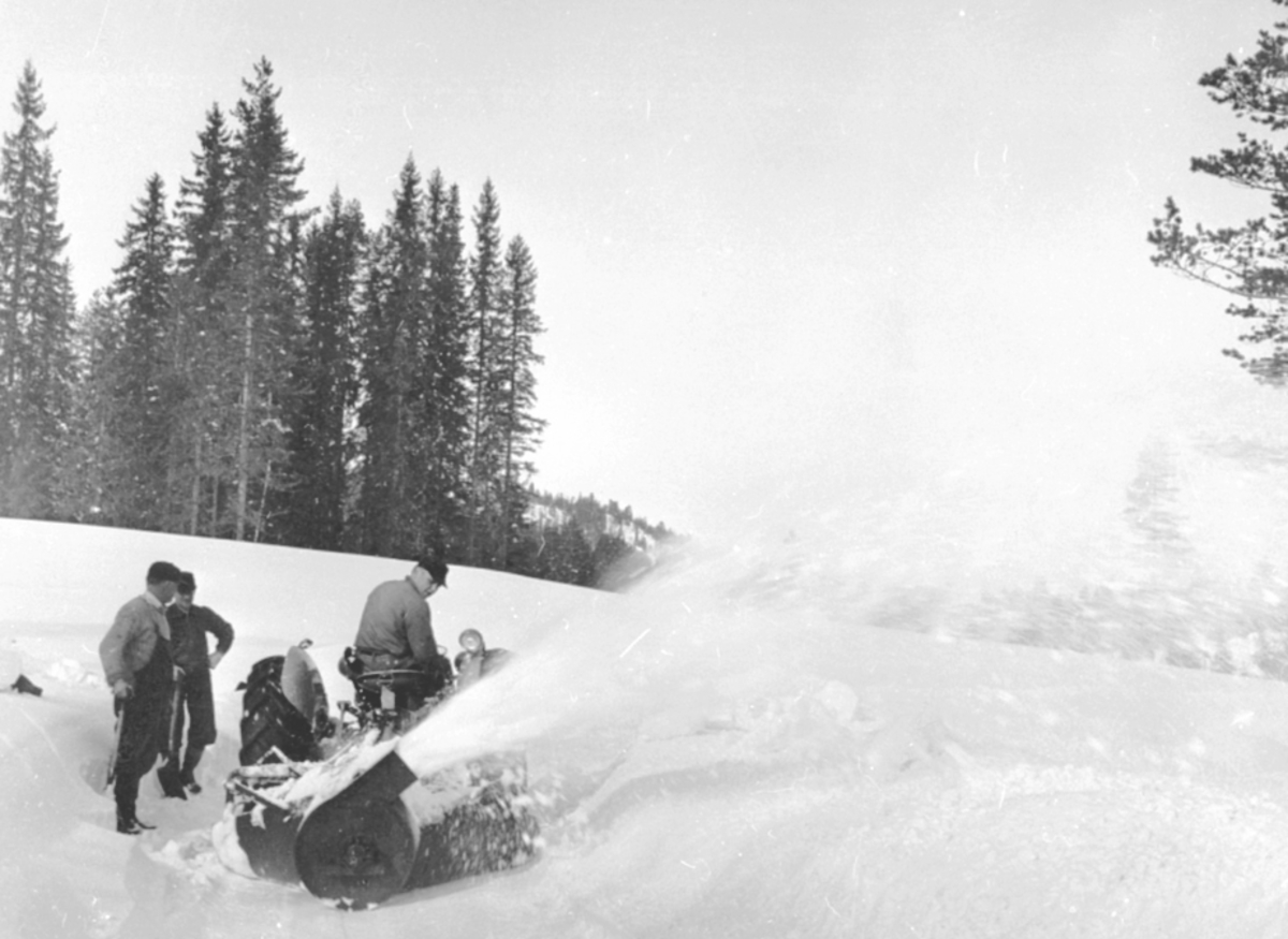 Anno Domkirkeodden, SNØFRESING MED FERGUSON TRAKTOR, GRÅTASS, VINTER, STANGE ALLMENNING