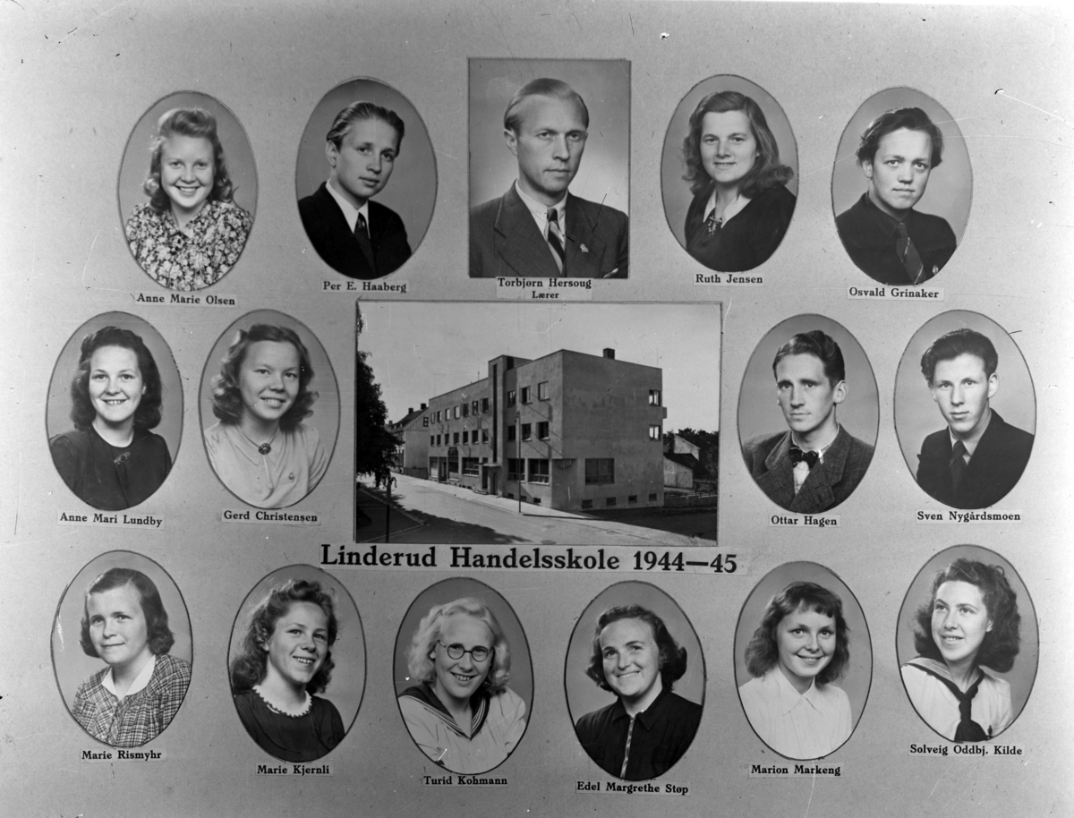 Christian Grundseth, LINDERUD HANDELSSKOLE I HAMAR, M/NAVN, 1944-45.