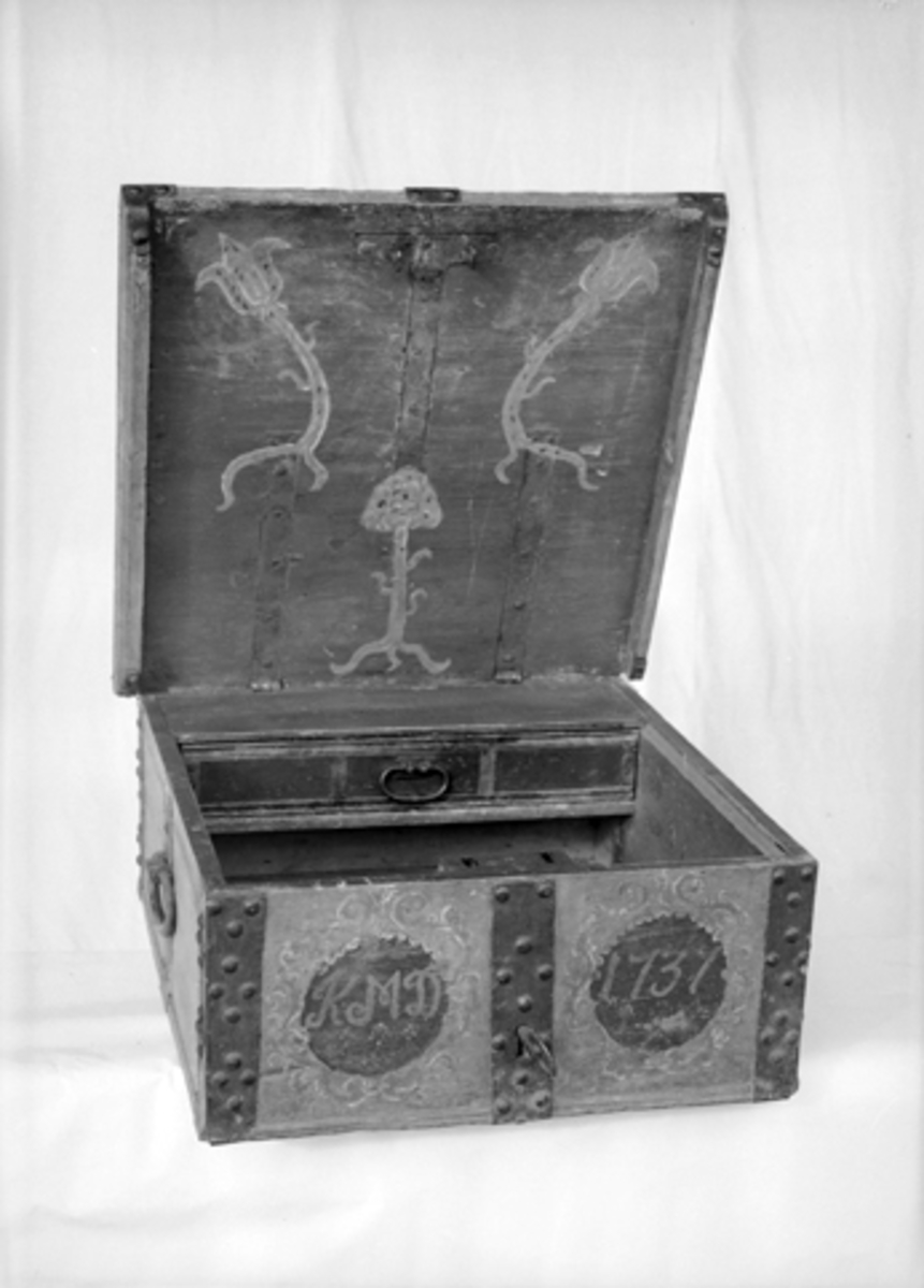 Anno Domkirkeodden, FERDASKRIN FRA 1737, MERKET KMD, DEKORERT.