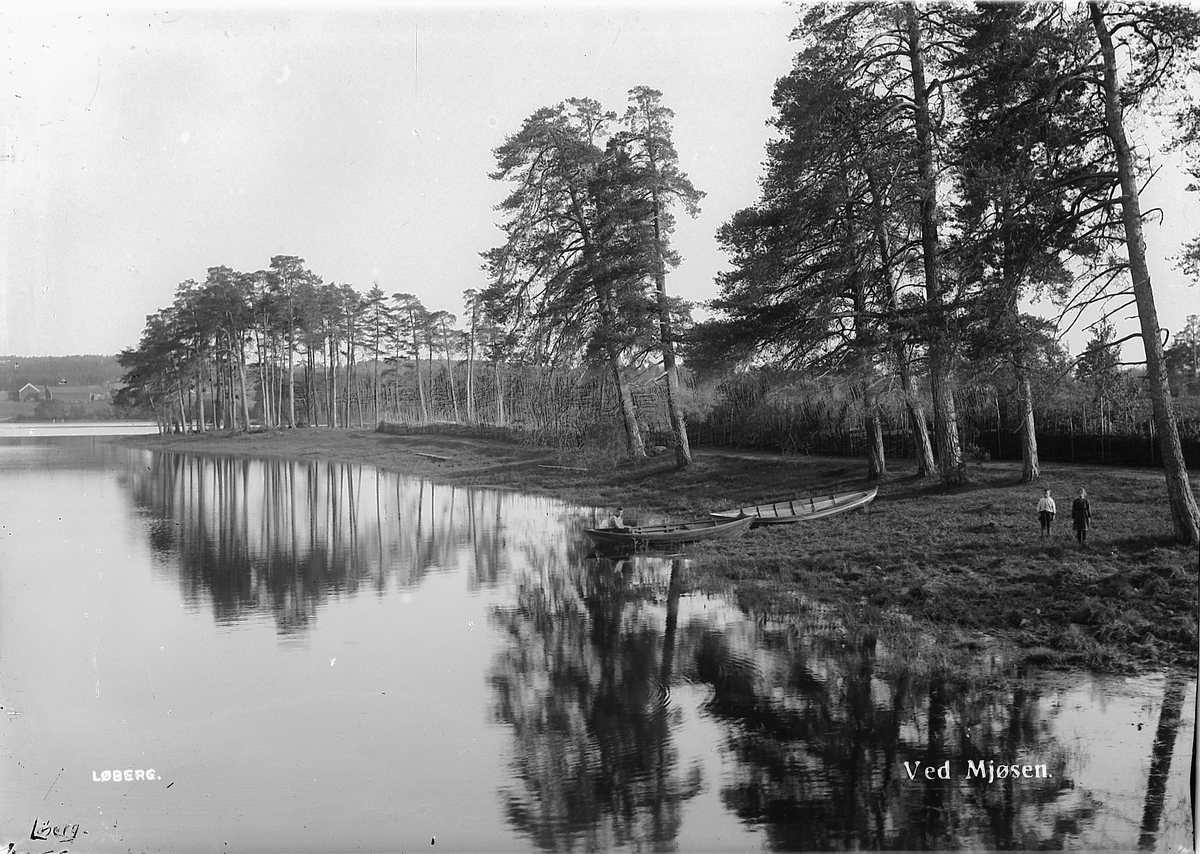Oscar Løberg, ÅKERSVIKA, MJØSA. Robåter, ukjente barn.