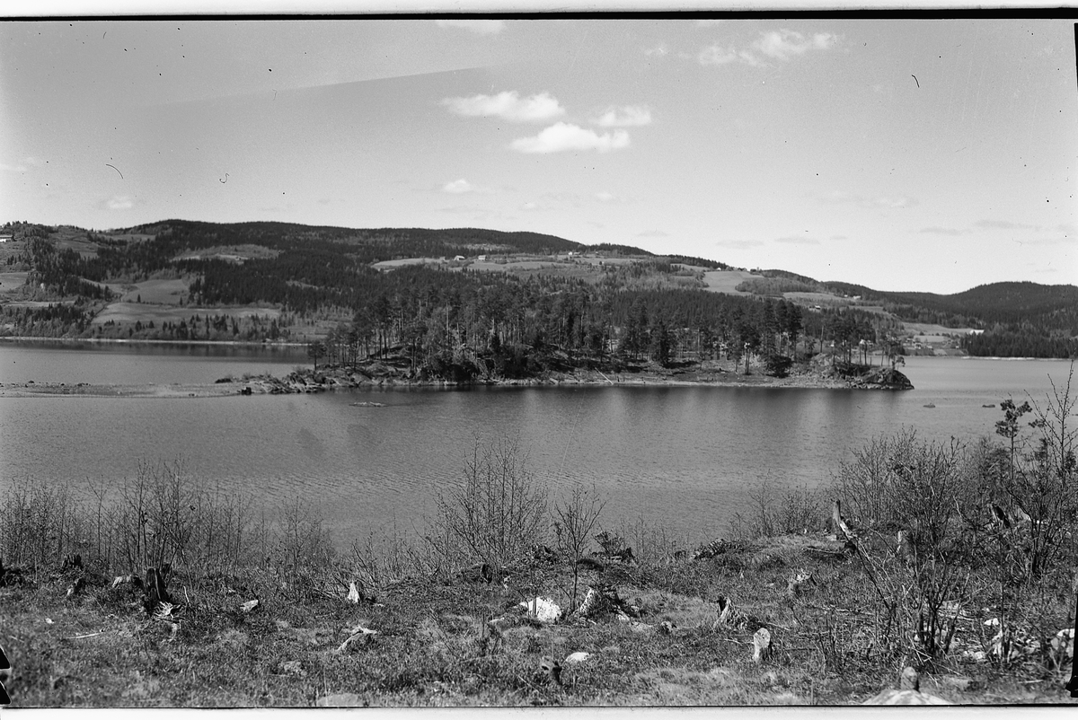 Håkon Prestkværn, Steinsholmen. Steinsborgen. Mjøsa, sett mot Redalen i Biri.