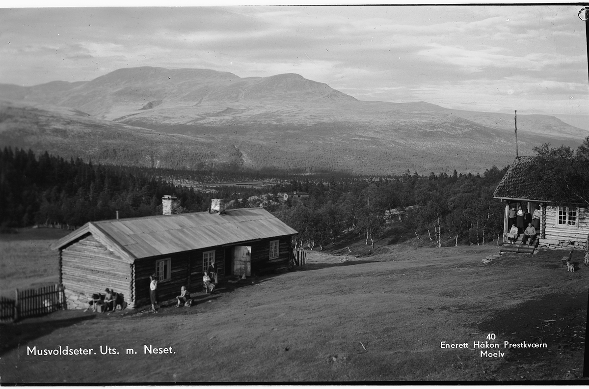 Håkon Prestkværn, MUSVOLDSETER, UTSIKT MED NESET, RONDANE. Postkort.