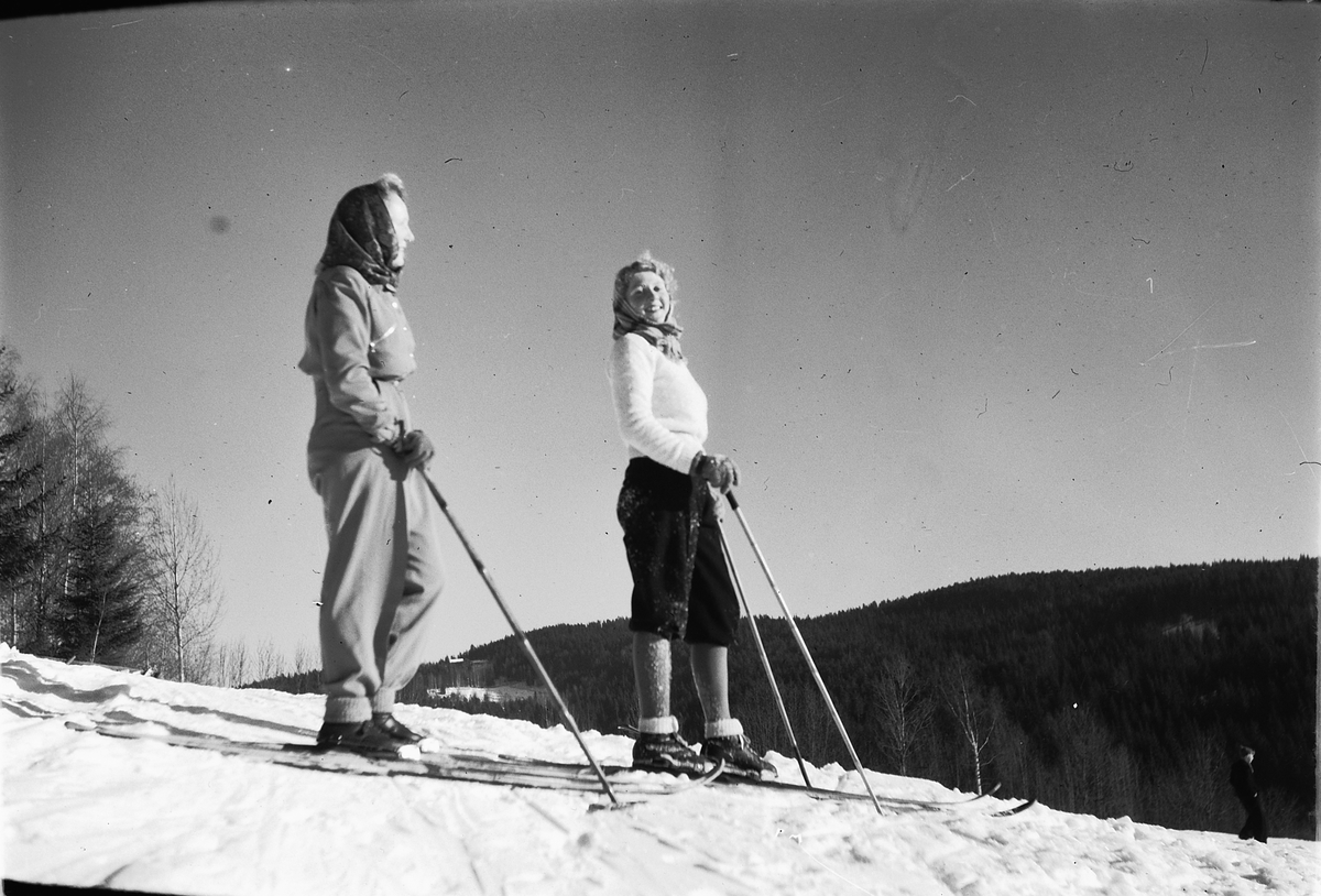 Håkon Prestkværn, To ukjente kvinner på skitur.