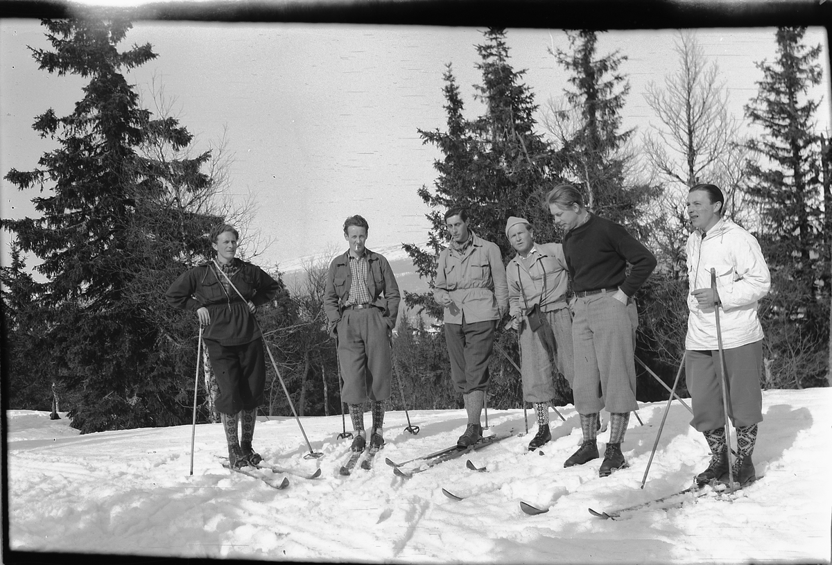 Håkon Prestkværn, Ukjent gruppe skigåere i skogen.