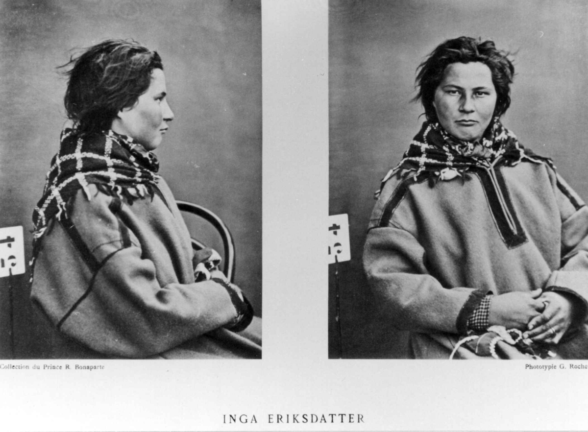 G. Roche, Roland Bonaparte sin samling. Portrett av Inga Eriksdatter. Inngår i Bonapartes sameportretter som nr. 34. Bonaparte