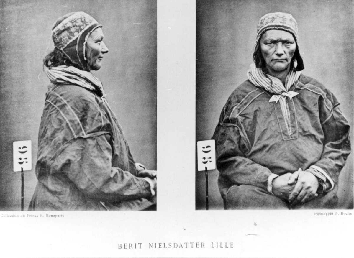 G. Roche, Roland Bonaparte sin samling. Portrett av Berit Nilsdatter Lille. Inngår i Bonapartes sameportretter som nr. 95. Bonaparte