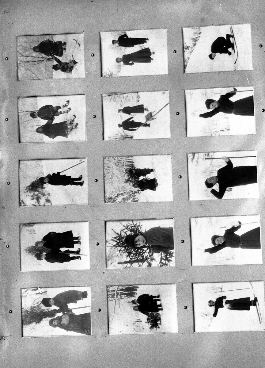 Solveig Lund, Oversiktsbilde av Solveig Lunds monteringer av sine fotografier på veggen i studioet.