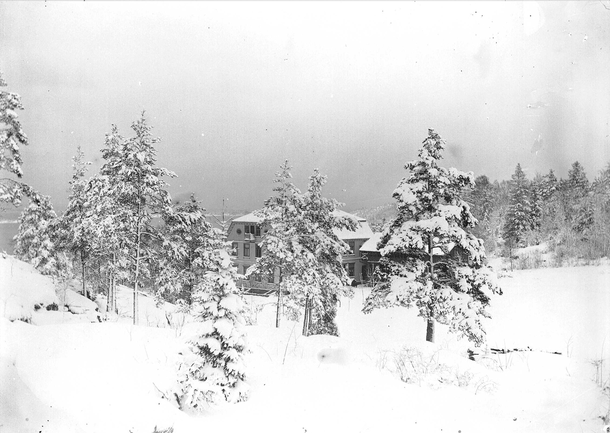 Axel Quinsgaard Wiborg, Vinterbilde fra Nedre Digerud, Frogn, Akershus, 1908, med våningshuset.